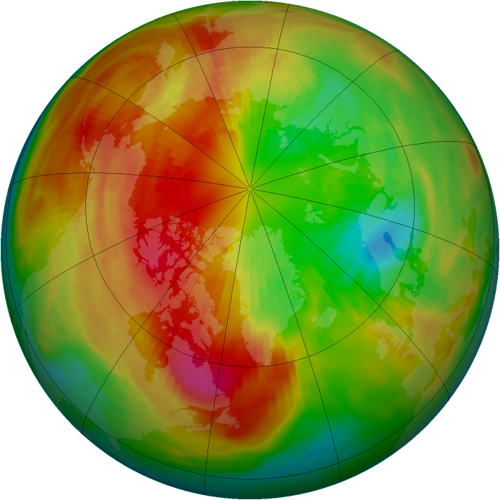 Arctic ozone map for 09 March 1986